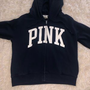 XS Navy PINK Zip-up Hoodie